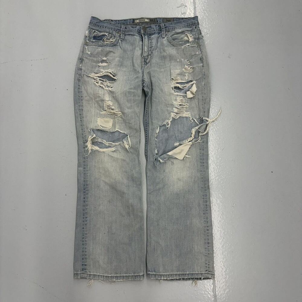 Vintage Y2k BKE Denim Blue Distressed Bootcut Jeans 34x29